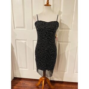 Emerald Sundae Womens Black Rhinestone Bodycon Dress Sz L Nwt Glam Evening Sexy